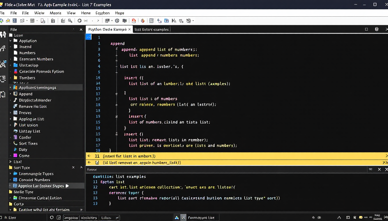파이썬 리스트 특징과 주요 메서드를 보여주는 코드 에디터 화면